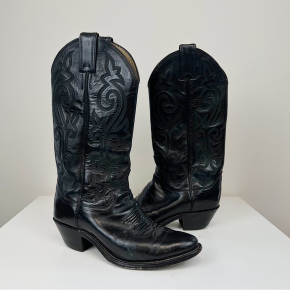Justin Boots Shoes - Justin's Womens Black Cowboy Western Alcala's Boots Sz 6 B L4911